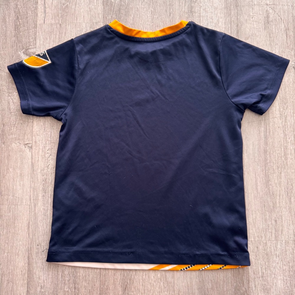 LA Galaxy MLS Youth Soccer Jersey Navy Blue White Gold Short Sleeve Size small - Picture 5 of 5